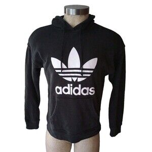 Adidas Men's Pullover Hoodie Black Large Trefoil Logo Size Small